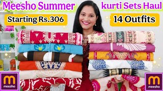 Meesho Summer Friendly☀️Daily/Partywear kurti Set Haul❤️START Rs.306✨️Meesho kurti Haul🌸Meesho 