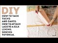 DIY: How to tack tucks and darts. How to attach lace to a silk lining. Sewing tutorial.