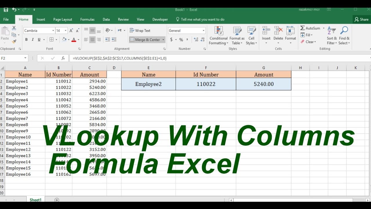 Vlookup Multiple Columns In Different Worksheets