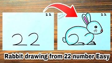 Rabbit drawing from 22 number easy||Easy drawing for kids