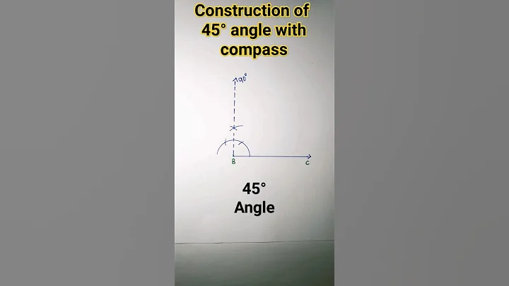 How to draw a 45 degree angle with the compass ||how to construct 45 degree angle #shorts#drawing