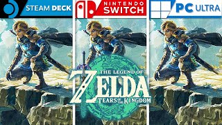 The Legend of Zelda Tears of the Kingdom | Steam Deck vs Nintendo Switch vs PC (Side by Side) 4K