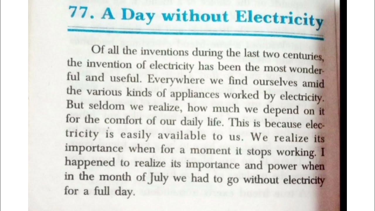 write an essay on a day without electricity