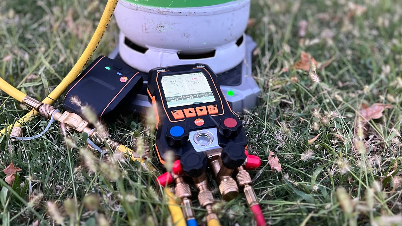 Carga de gas refrigerante por pulsos (Testo 558s, báscula Testo 560i con solenoide)