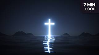 Deep Peace With The Lord  7 Min 4k Worship Background Loop  Glowing Cross For Reflection