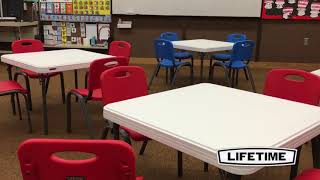 Lifetime 4 pack Stacking Chairs Red plus Kid's Table 80556-KitSuperStore.com