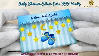 Baby Shower Silver Coin Born Baby - Hello Little One 999 Purity Omkar Mint