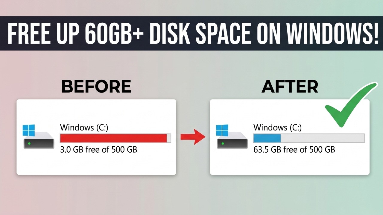 How to FREE Up Disk Space on Windows 11, 10, 8 or 7! 💻 60GB+ - YouTube