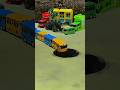 👶♥️Big Truck Pushing Bus Car And BullDozer Car Into Pit #jcb #jcbvideo #tractor #train