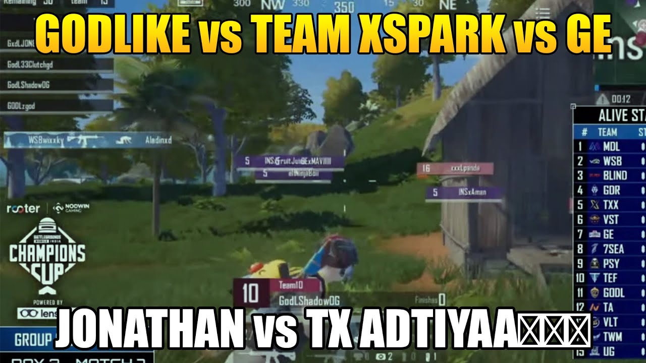 😱Godlike vs Team Xspark vs GE | Jonathan vs Scout🔥🔥 | BGMI