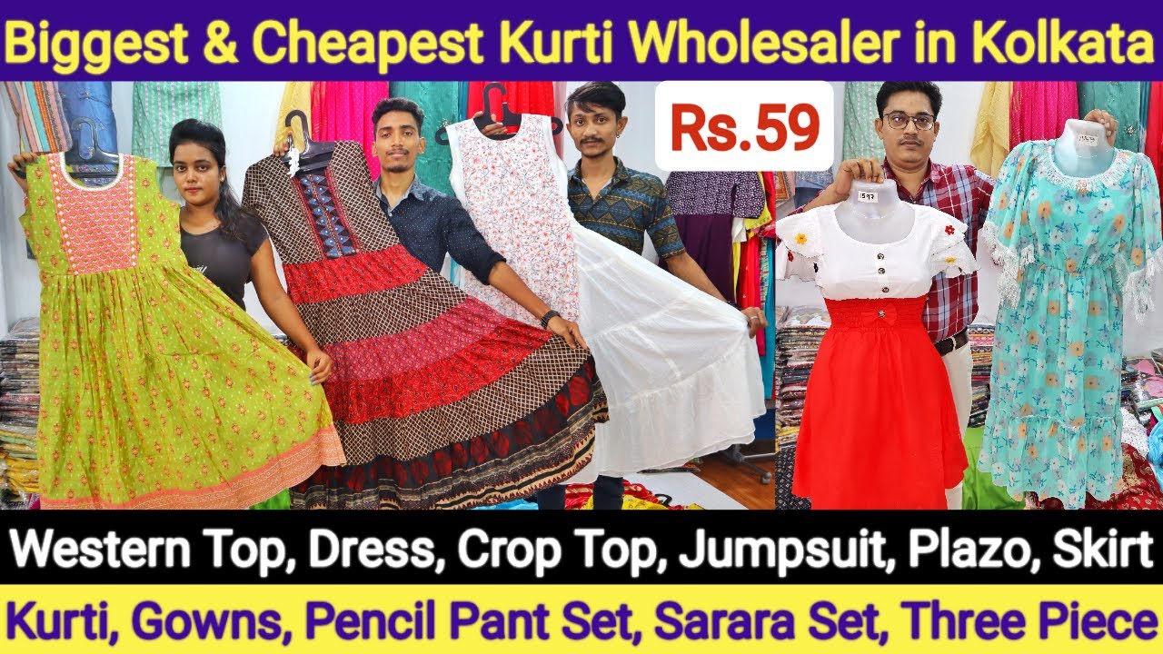 @Rs.59 Kurti, Gowns, Three Piece, Sarara Set, Western Top, Dress, Plazo  Wholesaler in Kolkata 
