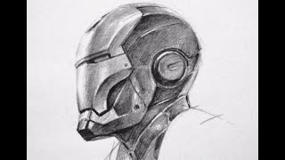 how to draw the iron man helmet in black an white