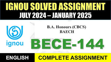 BECE 144 Solved Assignment 2024-25 || bece-144 solved assignment in English || July 2024 to Jan 2025