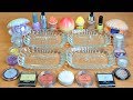 Slime Peach vs Pearl vs Cream vs Purple Mixing makeup and glitter into Clear Slime