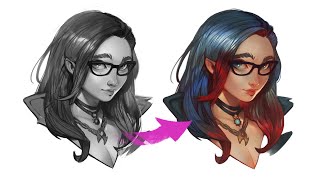 GREYSCALE to COLOR - Digital Painting Tutorial