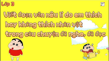 Viết đoạn văn nêu lí do em thích hay không thích nhân vật trong câu chuyện đã nghe đã đọc | Lớp 3 |