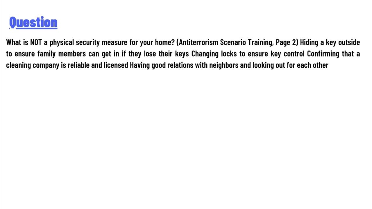What is not a physical security measure for your home youtube