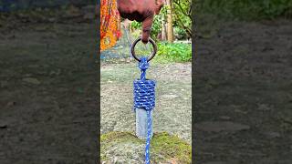 Perfect Rope Knot Around A Metal Ring