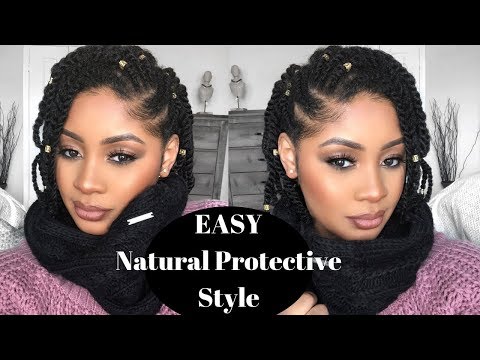 easy-natural-hair-protective-style-|-side-flat-twist-|-two-strand-twist-tutorial