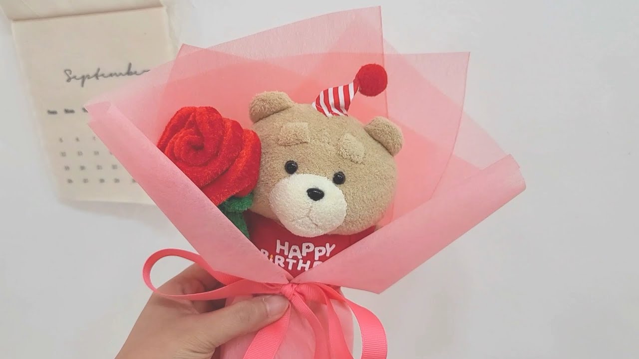 작은 인형꽃다발 생일 꽃다발 생일선물 만들기 테드 꽃다발