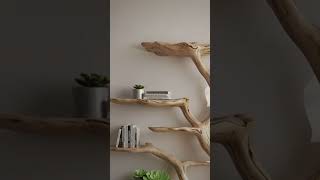 Tree Bookshelf Solid Wood Live Edge Rustic Wooden Wall