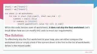 How to Skip the First Worksheet in a Loop with Openpyxl
