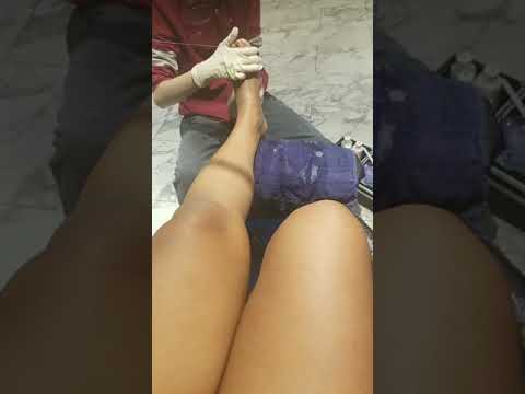 Perfect feet getting pedicure at salon ASMR; pretty feet