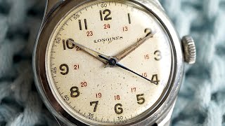 RARE Longines Sei Tacche 24h military dial ref 5482 1 cal 10L from 1946