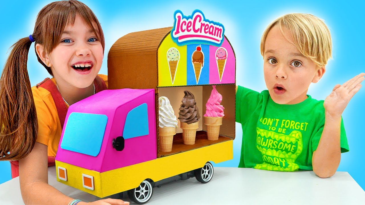 Дети учатся хорошему поведению с помощью маленького фургончика с мороженым