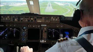 Pit View. 747 Land At Liege Airport Belgium . Full Approach