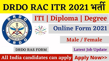 DRDO RAC ITR Apprentice Recruitment 2021 | DRDO RAC ITR Apprentice Apply Online Form 2021