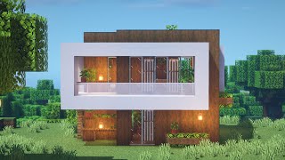 Minecraft: How to Build a Wooden Modern House (Tutorial) screenshot 2