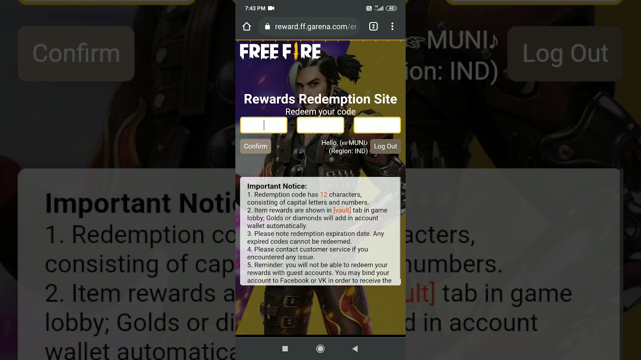 New redeem code FFCO 8BS5 JW2D