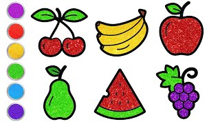 How to Draw Fruits for Kids | Fruits Drawing and Coloring | Cute Easy Drawings