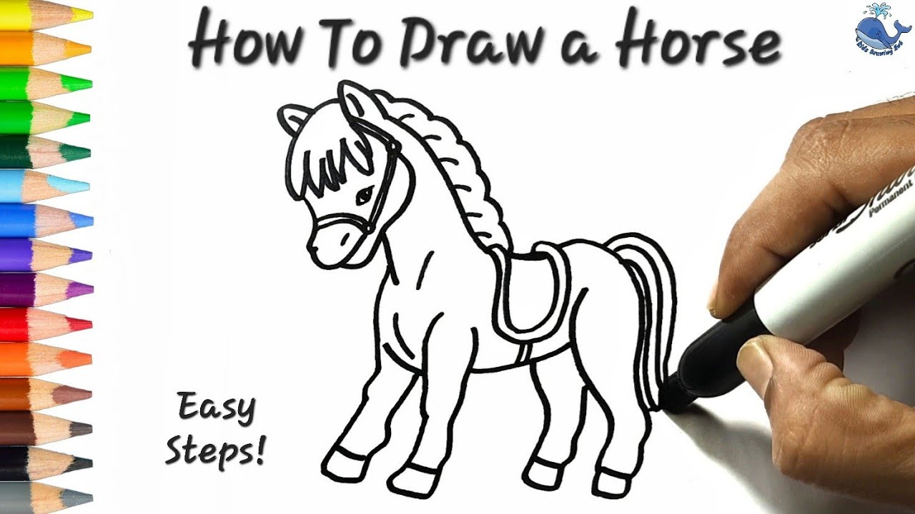 How To Draw a Horse | Kids Drawing Video | Step By Step Drawing ...