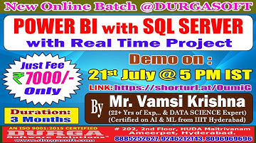 POWER BI with SQL SERVER Online Training @ DURGASOFT