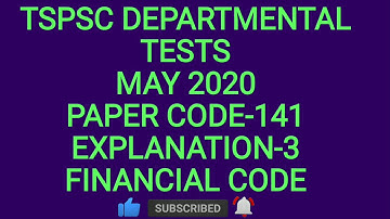 TSPSC Departmental Tests may 2020 / Paper Code 141/ Explanation - 3 /vignansarvas