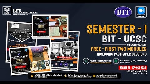 BIT – Information Systems (IT1106) | Session 1 | UCSC BIT Semester 1 Classes | Tamil | Jaffna