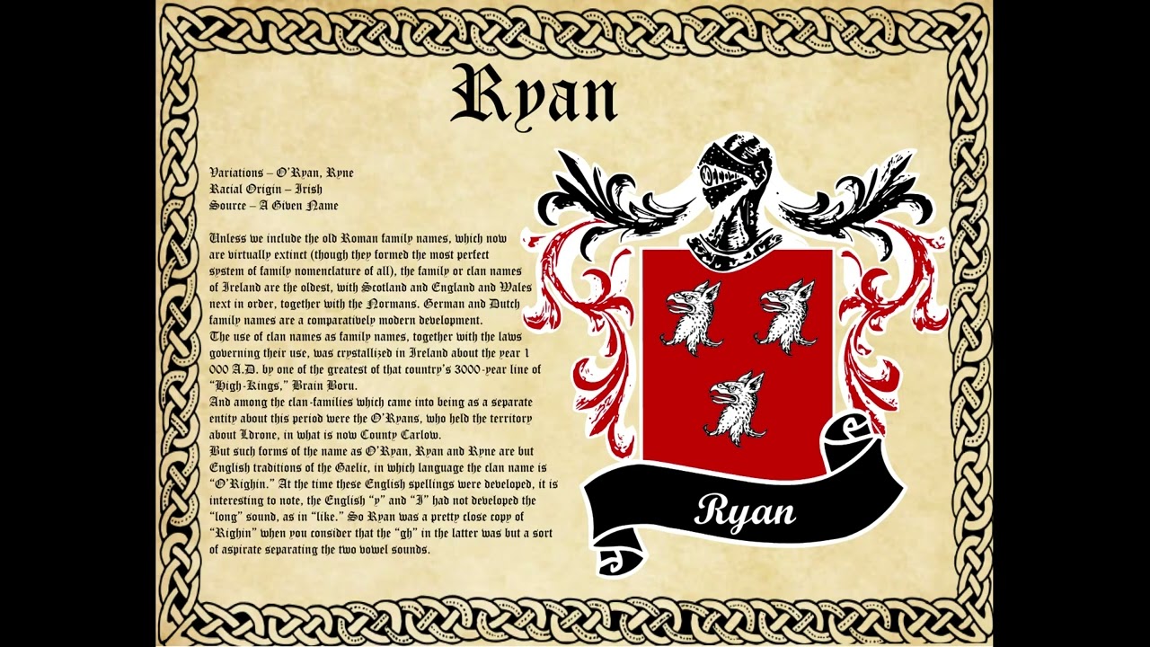 Ryan Surname Family History and Coat of Arms
