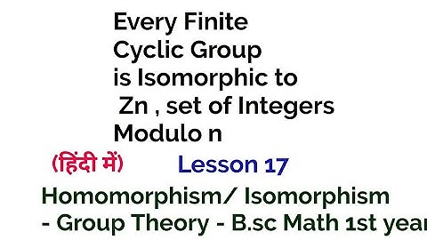 Every Finite Cyclic Group of order n is isomorphic to Zn,Integers modulo n - Lesson 17