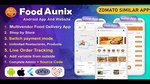 How foodaunix app works | Zomato clone | Swiggy clone | Live Multivendor food delivery app | raunix