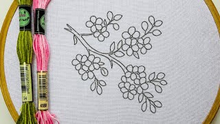 VERY EASY CHERRY BLOSSOM HAND EMBROIDERY DESIGN FOR BEGINNERS 