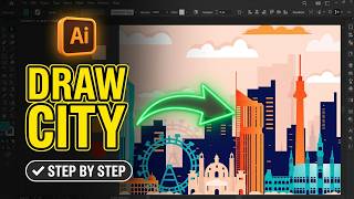How To Drawing  Vector City Landscape  Illustrator Tutorial