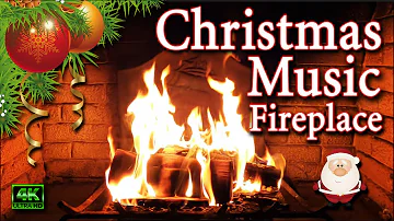 CHRISTMAS FIREPLACE - 6 hours in 4K with Soft CHRISTMAS MUSIC and Crackling fire sounds