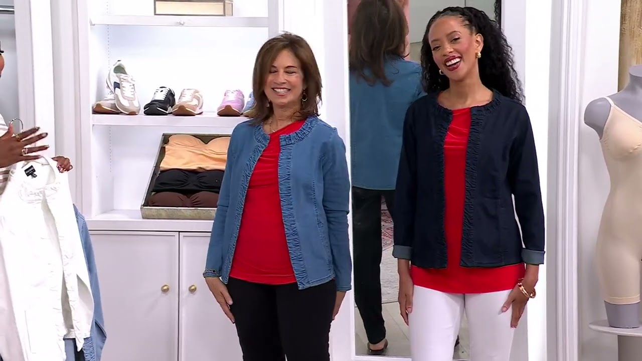 Susan Graver Ruched Front Stretch Denim Jacket on QVC