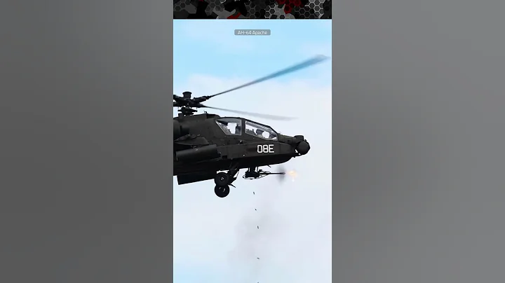 AH-64 Apache helicopter firing its weapons