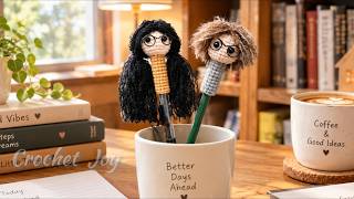 How to Crochet a Bookworm Pen Friend Pendant | Cute Bookworm Pen Cover DIY Tutorial 📖🧶