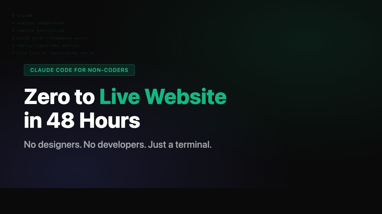 Claude Code for Non-Coders: Zero to Live Website in 48 Hours - YouTube