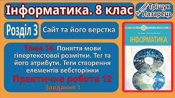 Тема 14. Поняття мови гіпертекстової розмітки. Завдання 1 | 8 клас | Тріщук