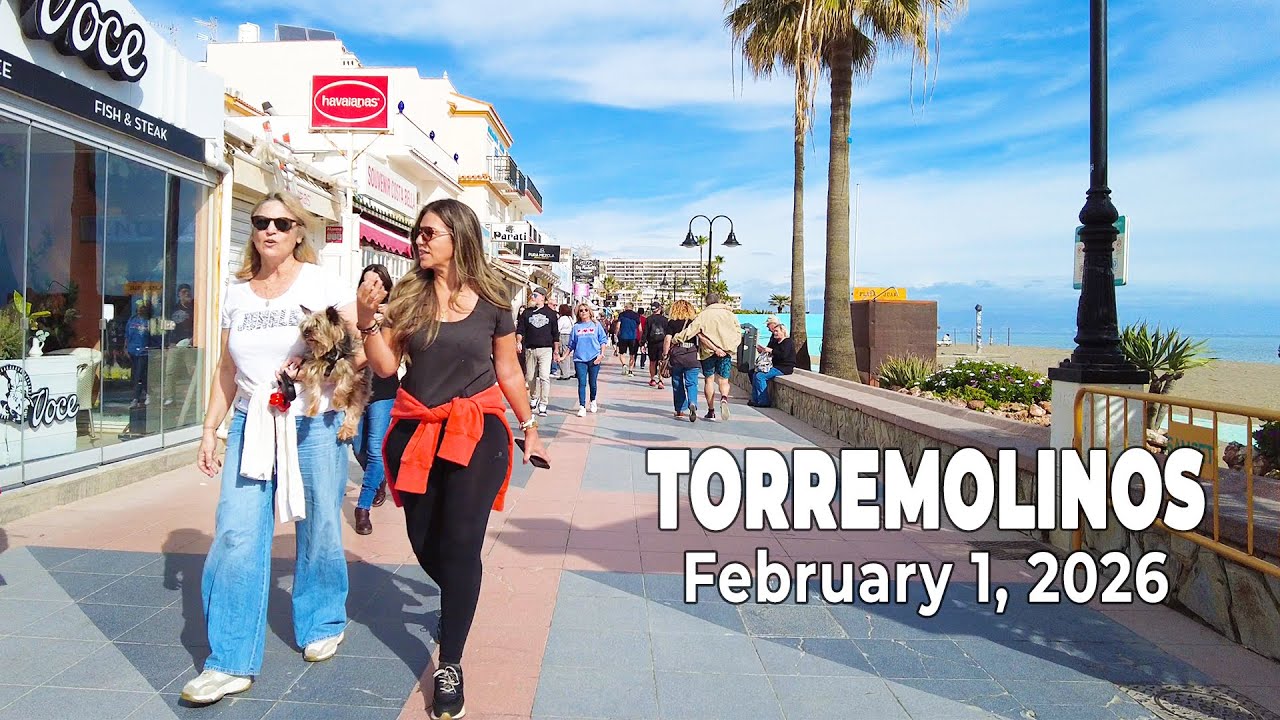Torremolinos February 1, 2026 Promenade Walk Malaga Costa del Sol Spain [4K]